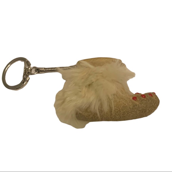 VTG Intuit Eskimo Leather Faux Fur Moccasin Boot Key Chain - Picture 2 of 4